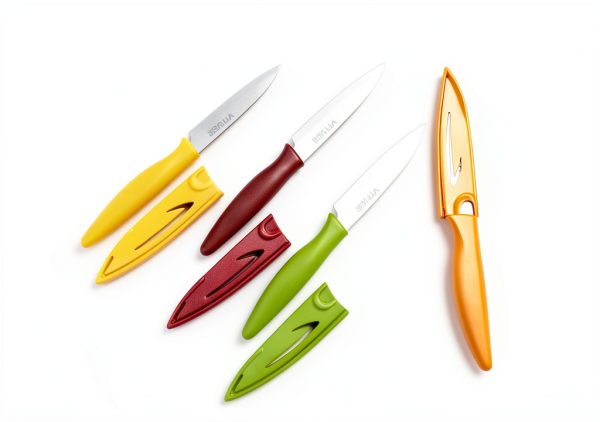 Paring knife, 4PCS Paring knives (4 Knives and 4 Knife cover), 4 Inch Peeling Knife, Fruit and Vegetable Knife, Ultra Sharp Kitchen Knives, German Steel, PP Plastic Handle-5