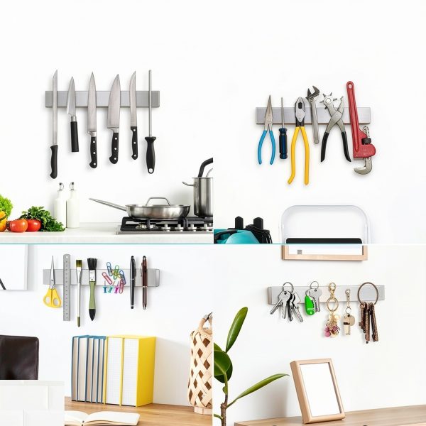 Magnetic Knife Holder HEREOF 10" Gray Wall Mount Stainless Steel Strip-1