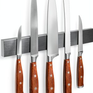 Magnetic Knife Holder HEREOF 10" Gray Wall Mount Stainless Steel Strip-0