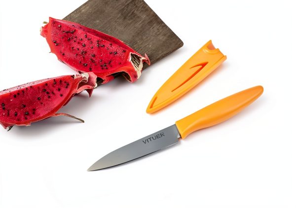 Paring knife, 4PCS Paring knives (4 Knives and 4 Knife cover), 4 Inch Peeling Knife, Fruit and Vegetable Knife, Ultra Sharp Kitchen Knives, German Steel, PP Plastic Handle-3