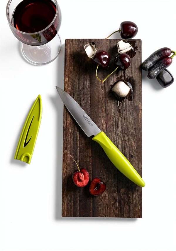 Paring knife, 4PCS Paring knives (4 Knives and 4 Knife cover), 4 Inch Peeling Knife, Fruit and Vegetable Knife, Ultra Sharp Kitchen Knives, German Steel, PP Plastic Handle-4