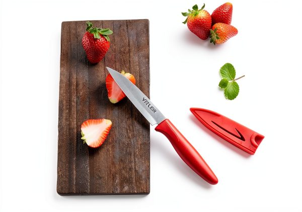 Paring knife, 4PCS Paring knives (4 Knives and 4 Knife cover), 4 Inch Peeling Knife, Fruit and Vegetable Knife, Ultra Sharp Kitchen Knives, German Steel, PP Plastic Handle-2
