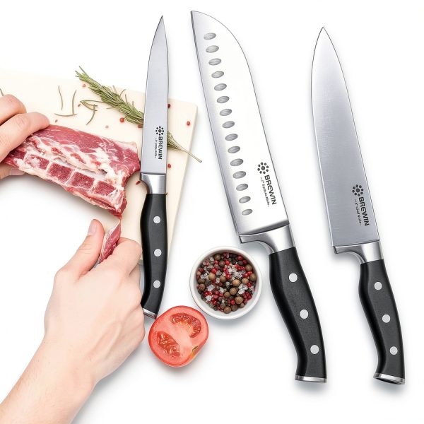 Brewin Professional Kitchen Knives 3PC Set Carbon Stainless Steel-1