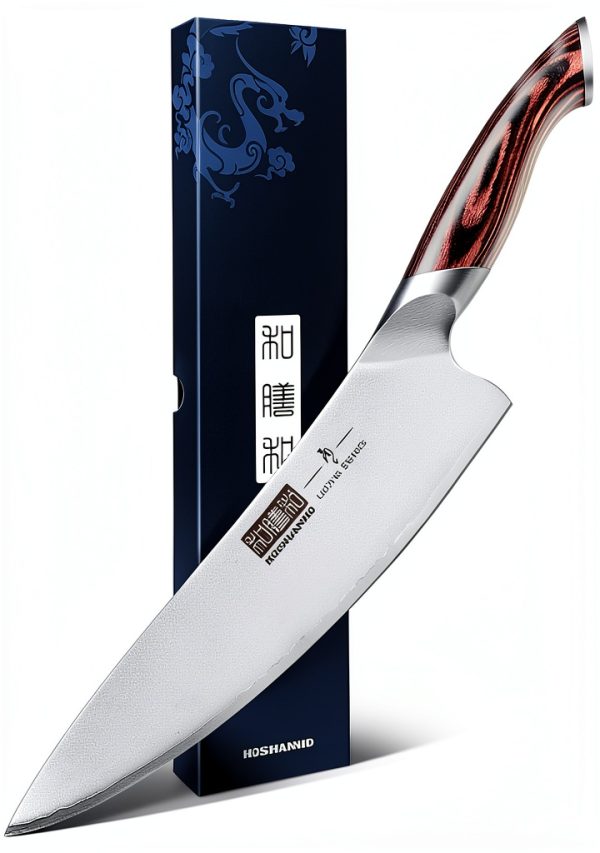 HOSHANHO Kitchen Knife in Japanese High Carbon Steel, Professional High-Class Chef's Knife 8 inch, Non-slip Ultra Sharp Cooking Knives with Ergonomic Handle-0