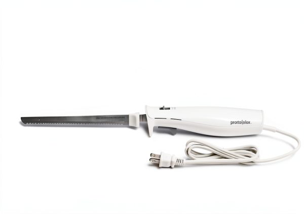 Proctor Silex Easy Slice Electric Knife for Meat Slicing, Poultry, Bread, Crafting Foam and More, Lightweight with Contoured Grip, White, (74312)-7