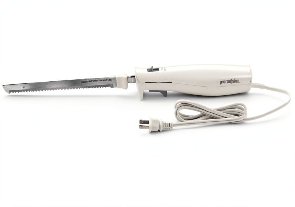 Proctor Silex Easy Slice Electric Knife for Meat Slicing, Poultry, Bread, Crafting Foam and More, Lightweight with Contoured Grip, White, (74312)-0