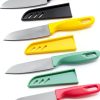 8 pieces Paring Knives (4PCS Peeling Knives and 4PCS Knife Sheath), Ultra Sharp Vegetable and Fruit Knife,German Steel Small Kitchen Knife with PP Plastic Ergonomic Handle-0