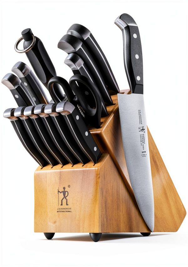 HENCKELS Premium Quality 15-Piece Knife Set with Block, Razor-Sharp, German Engineered Knife Informed by over 100 Years of Masterful Knife Making, Lightweight and Strong, Dishwasher Safe-0