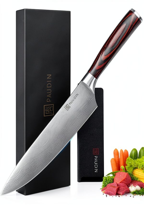 PAUDIN Chef Knife, 8 Inch High Carbon Stainless Steel Sharp Kitchen Knife with Ergonomic Handle, Gift Box for Family & Restaurant-0